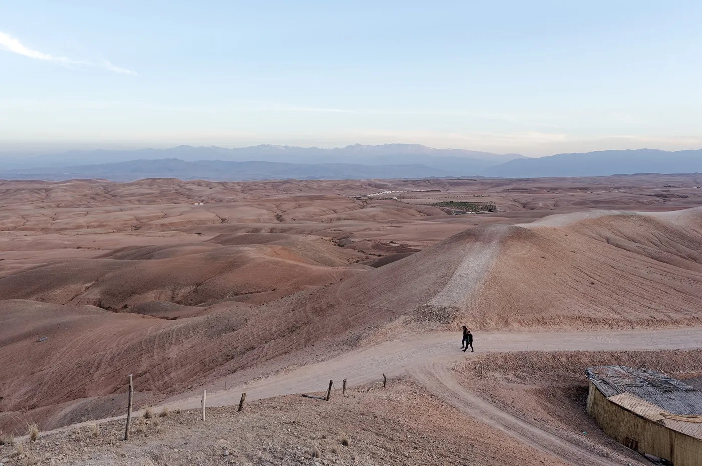 Agafay desert hills near Marrakech at golden hour