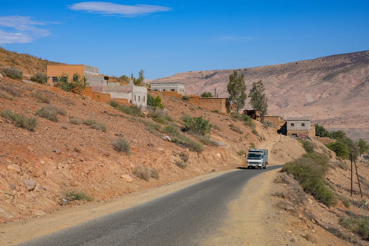 Road through the High Atlas foothills near Arhbalou