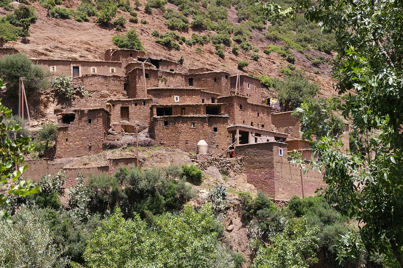 Earth-built village terraces in the High Atlas near Marrakech