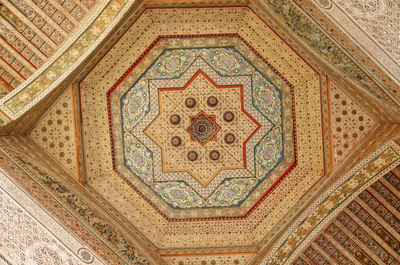 Decorated ceiling in Bahia Palace, Marrakesh, Morocco, 20250125 1028 7171.jpg Decorated ceiling in Bahia Palace, Marrakesh, Morocco, 20250125 1028 7171.jpg