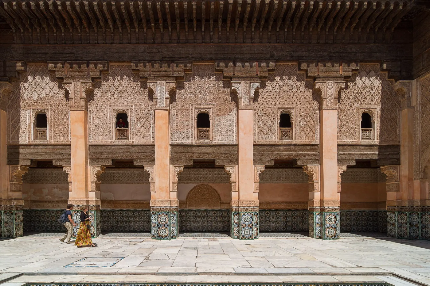 Courtyard and arcades of the Ben Youssef Madrasa